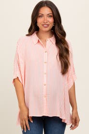PinkBlush Striped Button Up Dolman Top