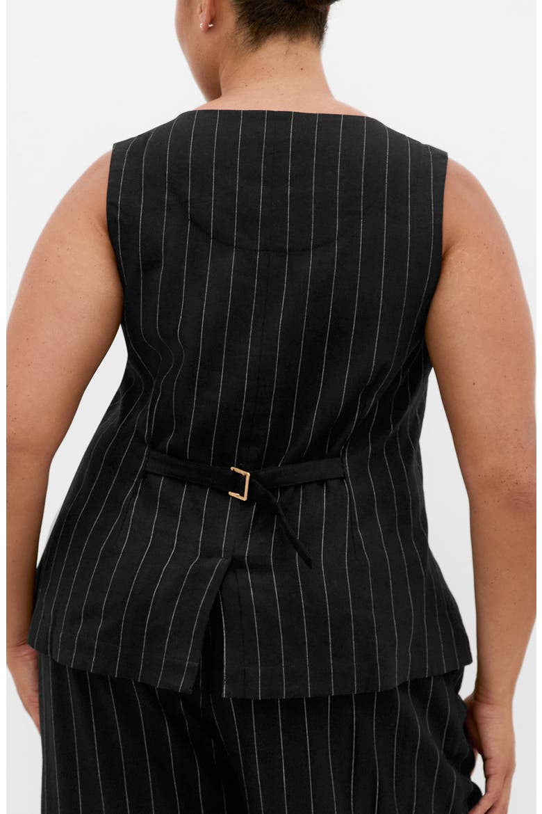 Kelly Pinstripe Longline Vest, Alternate, color, BLACK PINSTRIPE