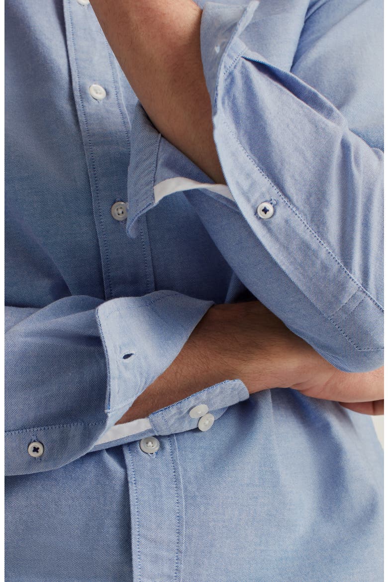 Slim Fit Solid White Stretch Cotton Button-Down Oxford Shirt, Alternate, color, SOLID - BLUE