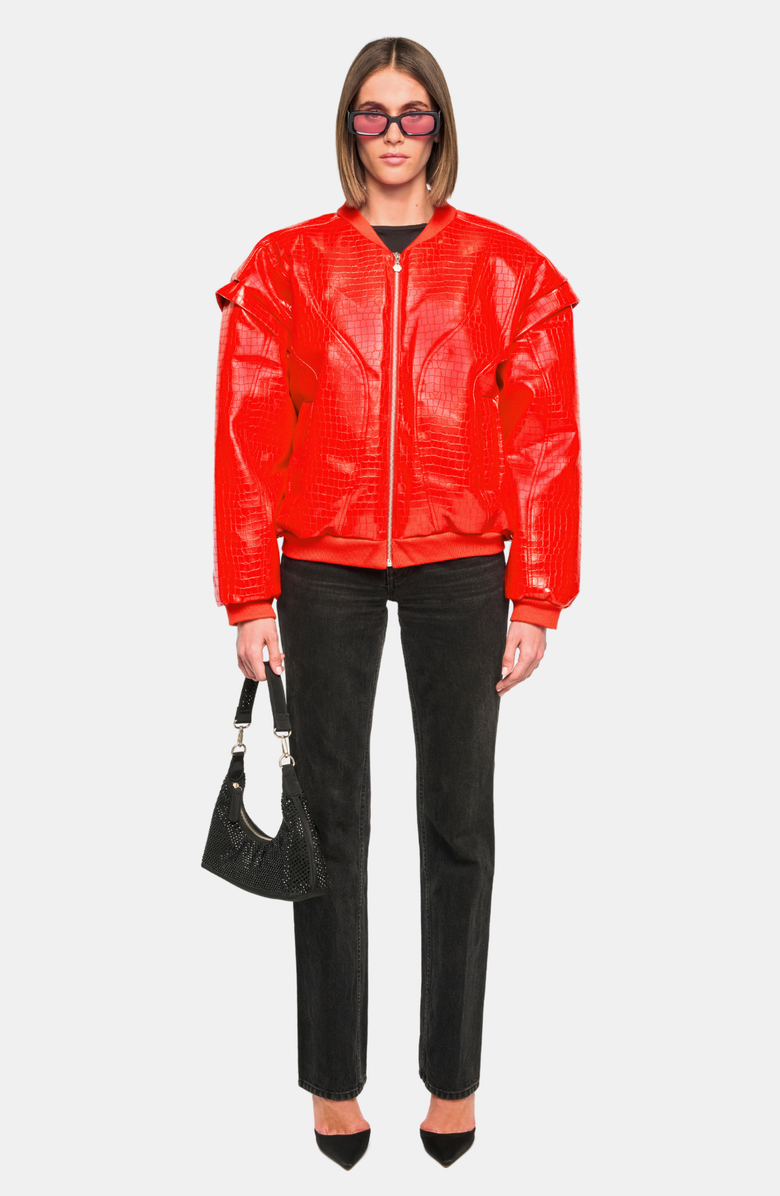 OW Collection VALENCIA Croc Bomber Jacket, Alternate, color,