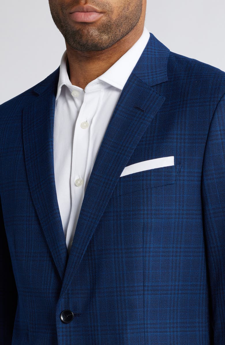 BOSS Hutson Plaid Wool Sport Coat, Alternate, color, Navy
