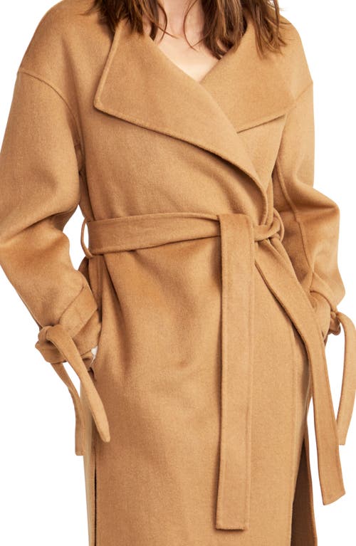 Belle & Bloom Head Over Heels Collarless Robe Coat In Camel