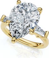 Bliss Diamond 5 3/4Ct Certified Pear & Baguette Diamond Engagement Ring 14k Gold Lab grown