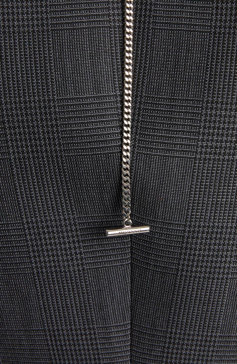 McQueen Glen Plaid Stacked Shoulder Wool & Mohair Blazer, Alternate, color, Black - Dark Grey