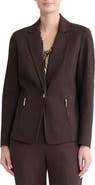 KASPER Notch Lapel Zip Pocket Blazer
