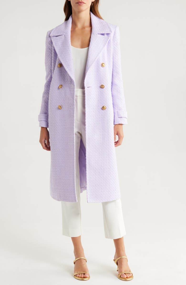 Alice + Olivia Nicholas Double Breasted Tweed Coat, Main, color,