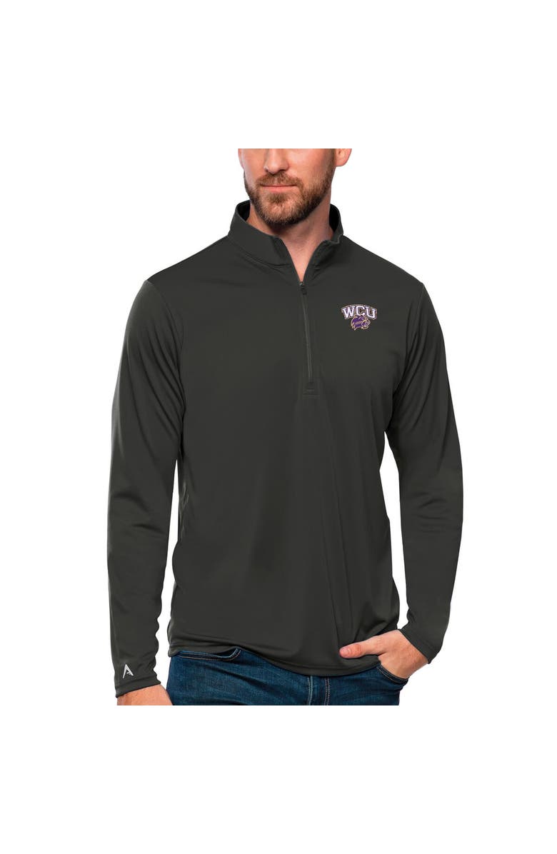ANTIGUA Men's Antigua Charcoal Western Carolina Catamounts Tribute Quarter-Zip Top, Alternate, color, Charcoal