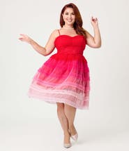 Unique Vintage Plus Size Tiered Sheer Swing Dress