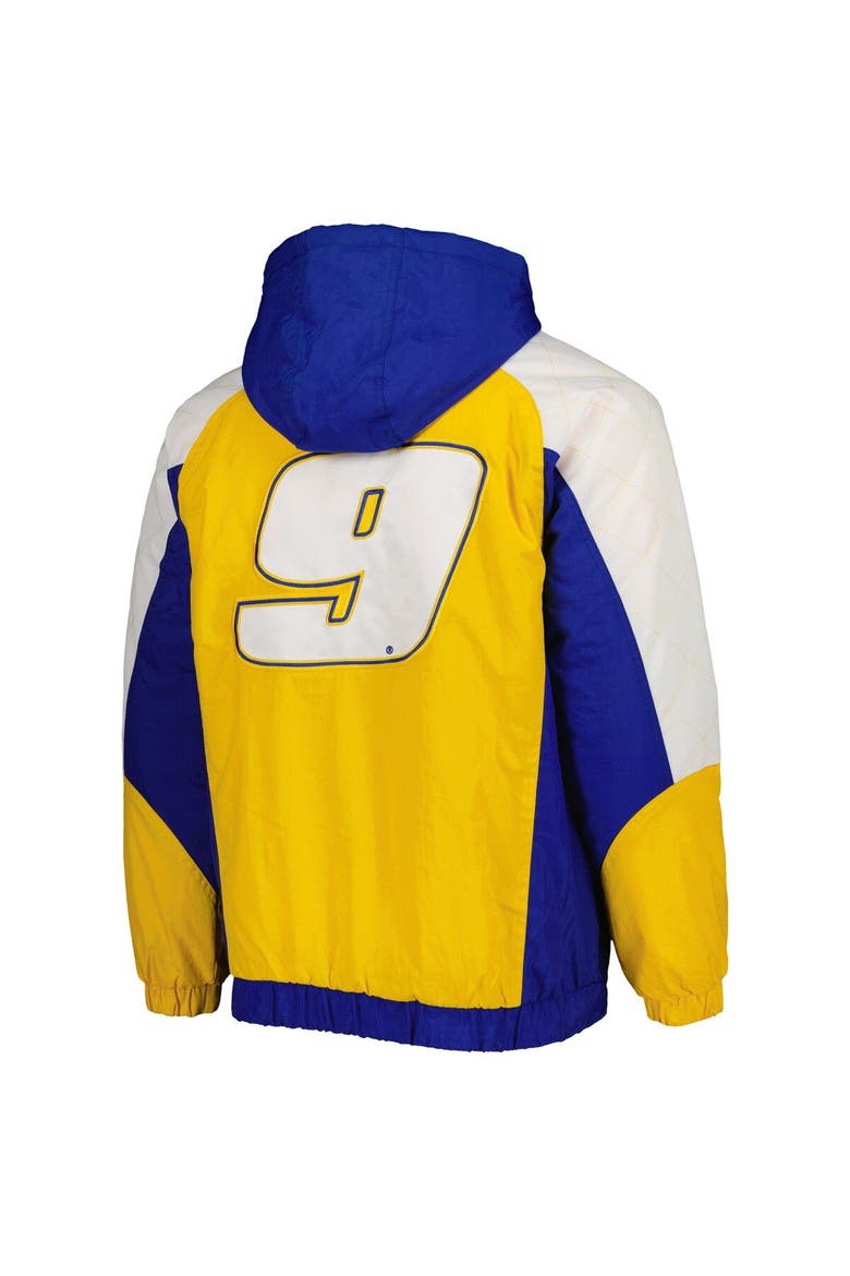 Men's Starter Royal/Yellow Chase Elliott The Body Check Half-Snap Pullover Jacket, Alternate, color, Royal