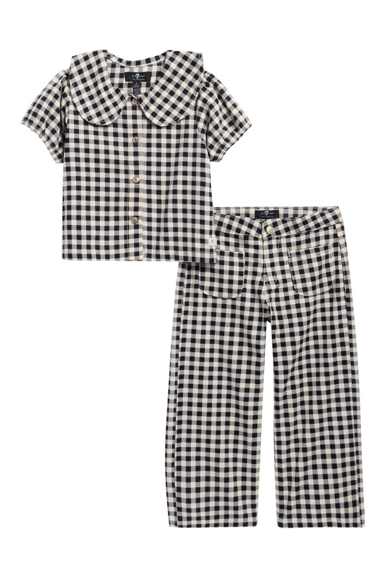 Kids' 2-Piece Gingham Denim Set, Main, color, BLACK