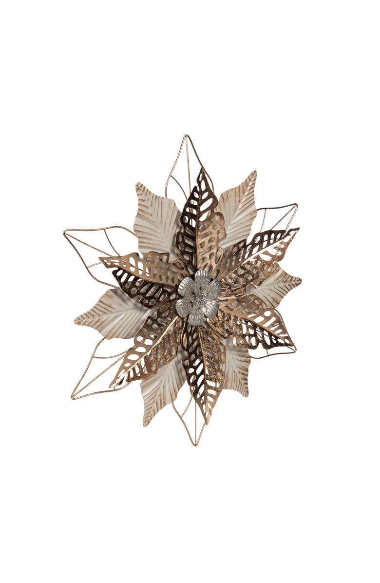 Gallerie II Christmas Poinsettia Wall Hanging Gold Decorative Art Sculpture 18", Alternate, color, 