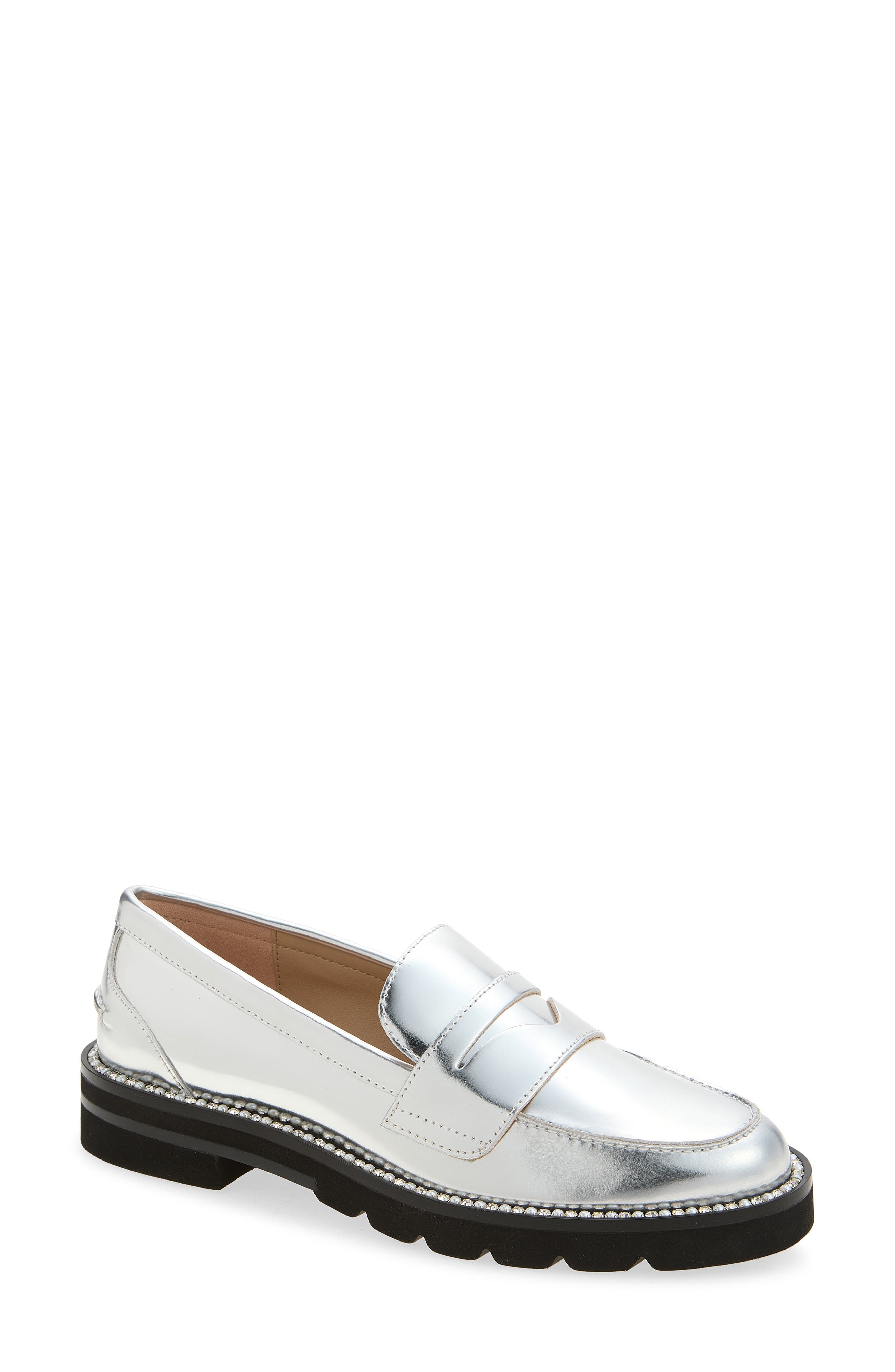 Monty Leather Loafer, Main, color, SILVER