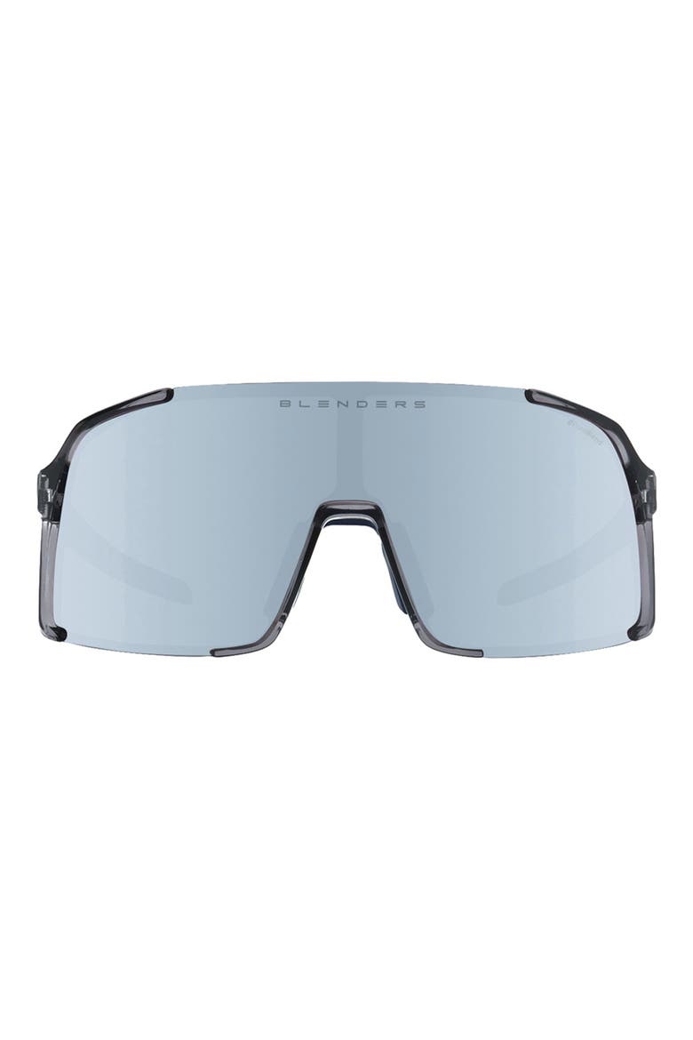 Exposé 132mm Polarized Semi Rimless Shield Sunglasses, Main, color, SLATE SHADOW