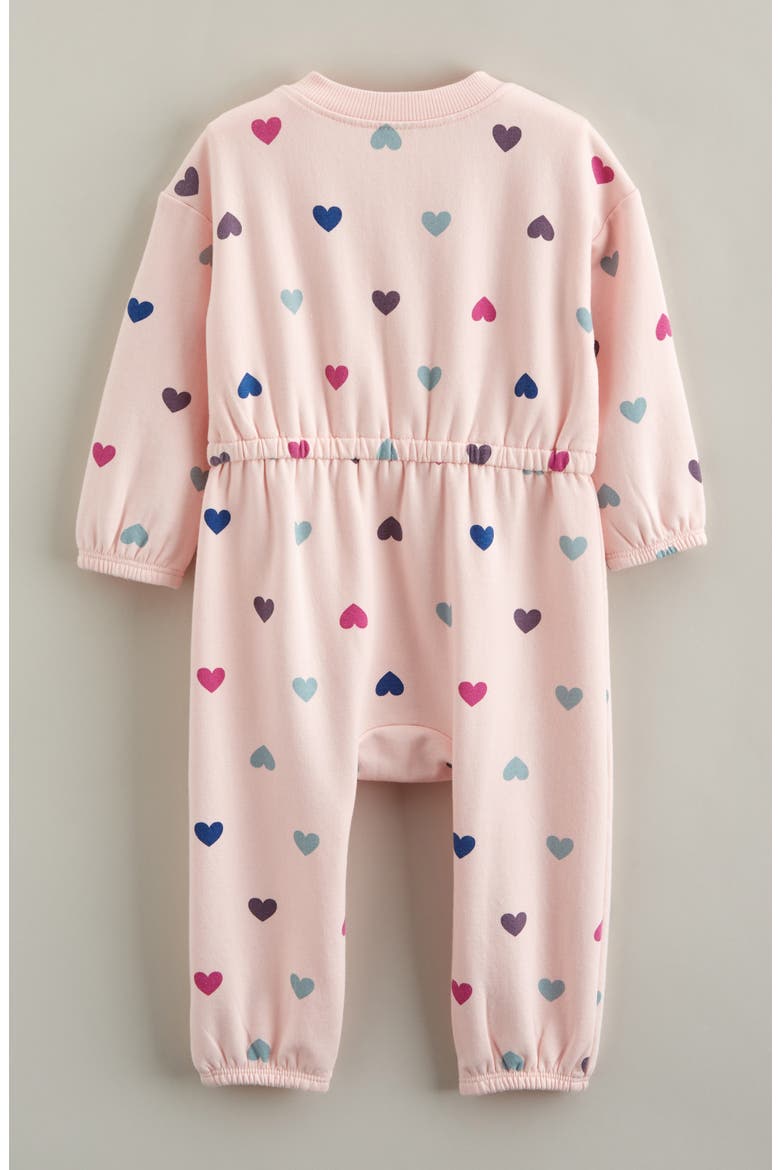 Print Fleece Romper, Alternate, color, PINK BALM FESTIVE HEARTS