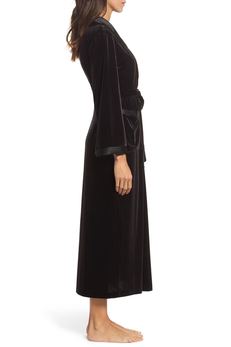 Sleepwear Long Velvet Robe, Alternate, color, BLACK