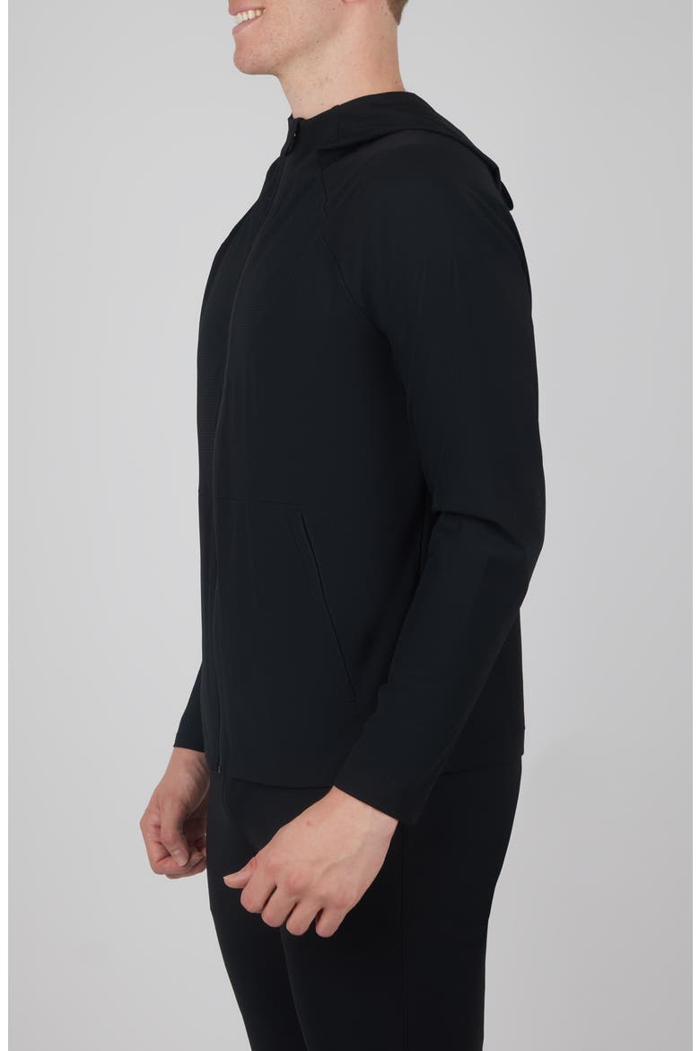 Waffle Warp Zip Hoodie, Alternate, color, BLACK