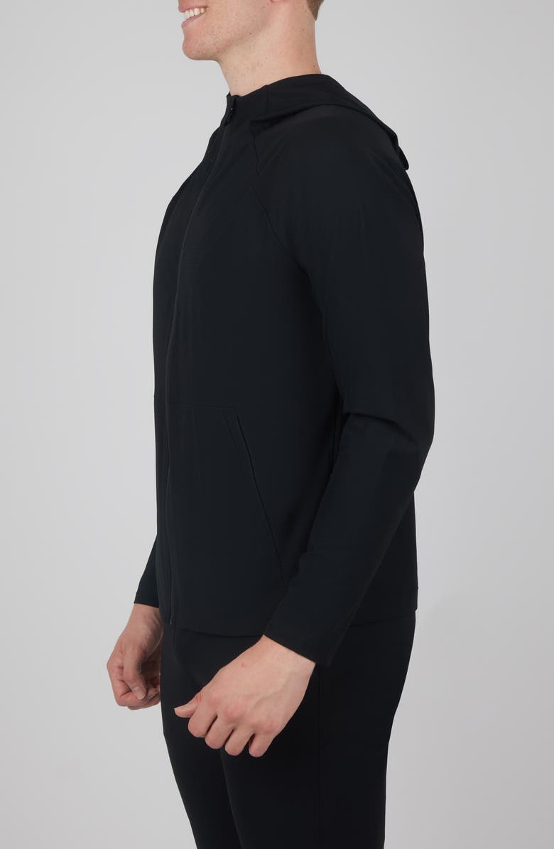 90 DEGREE BY REFLEX Waffle Warp Zip Hoodie, Alternate, color, Black