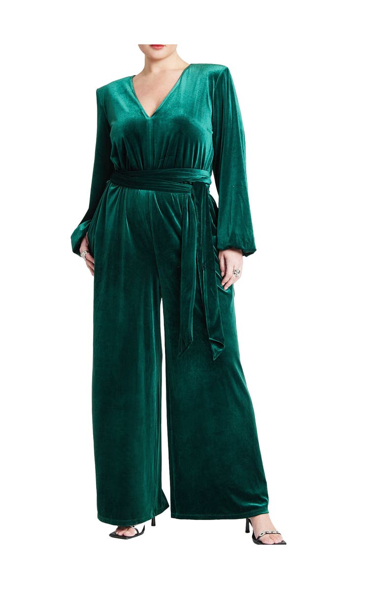 ELOQUII Velvet Wide Leg Jumpsuit, Main, color, 