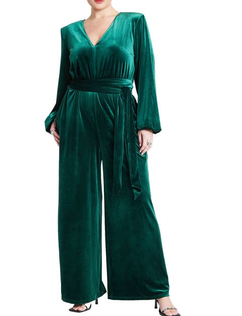 Velvet Wide Leg Jumpsuit (Plus)