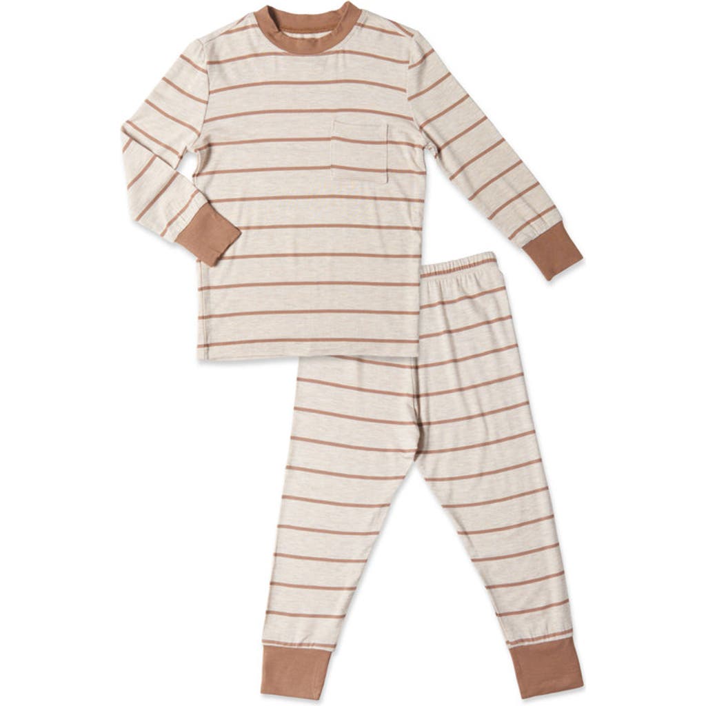 Everly Grey Emerson Fitted Long Sleeve 2-piece Pajamas In Neutral