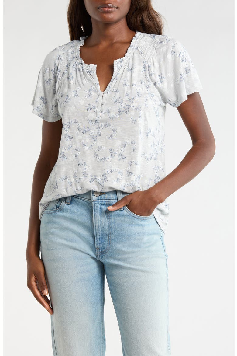 Sandwash Flutter Sleeve Top, Main, color, BLUE FLORAL