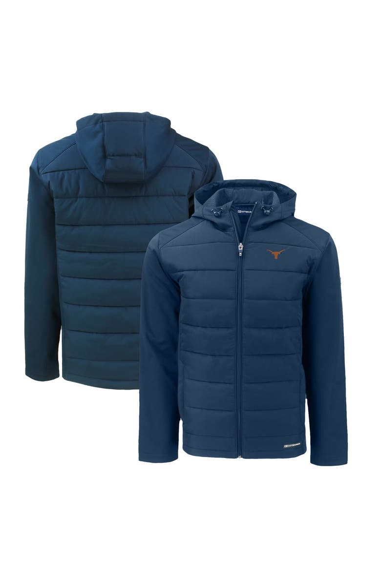 Cutter & Buck Men's Cutter & Buck Navy Texas Longhorns Evoke Hybrid Eco Softshell Recycled Full-Zip Hoodie, Alternate, color, Navy