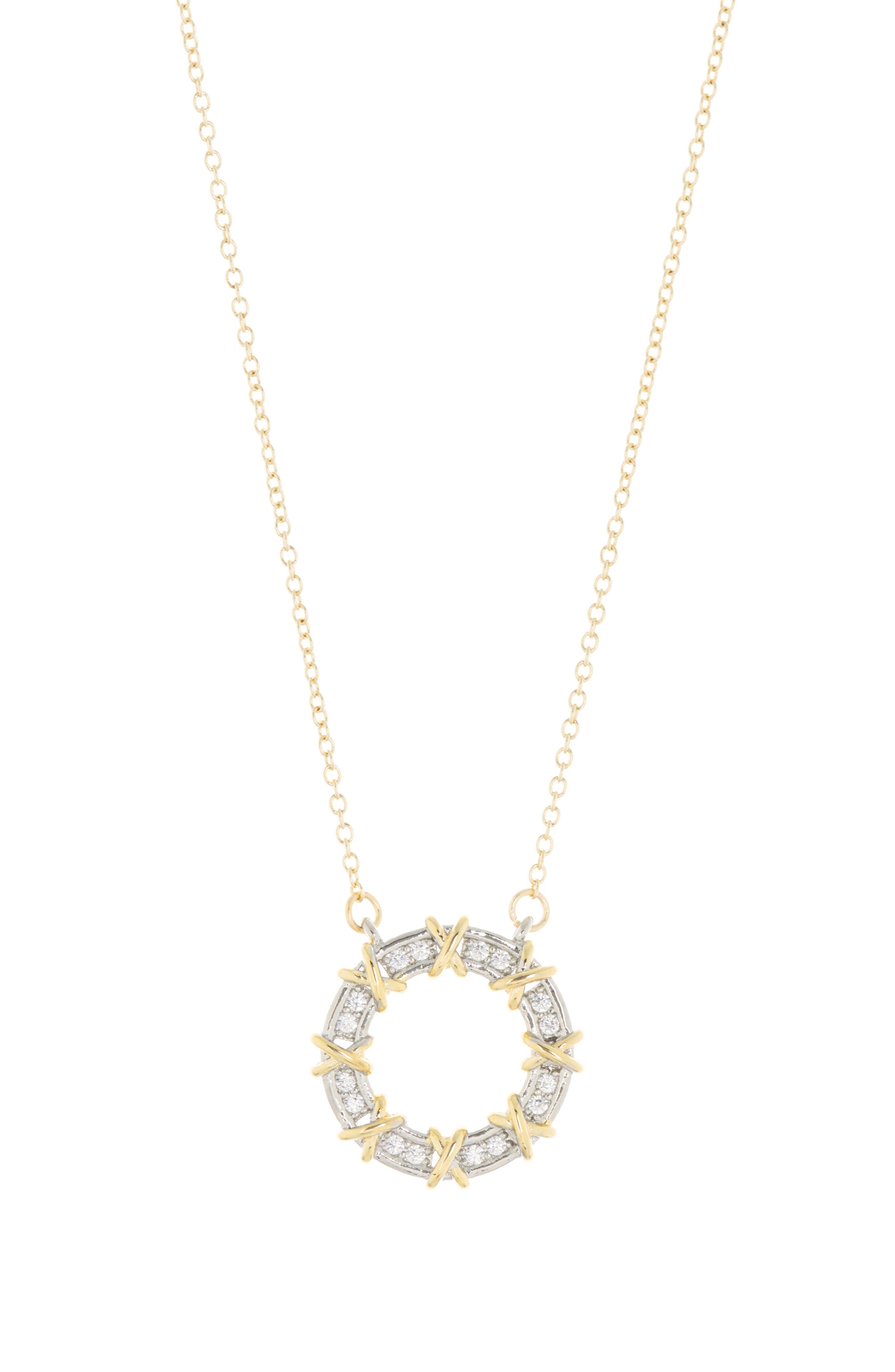 18K Gold Plate CZ Ring Necklace