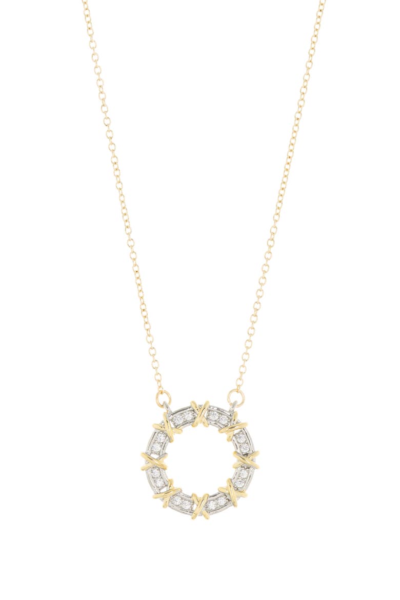 18K Gold Plate CZ Ring Necklace, Main, color, 18KT TWO TONE PLATED BRASS