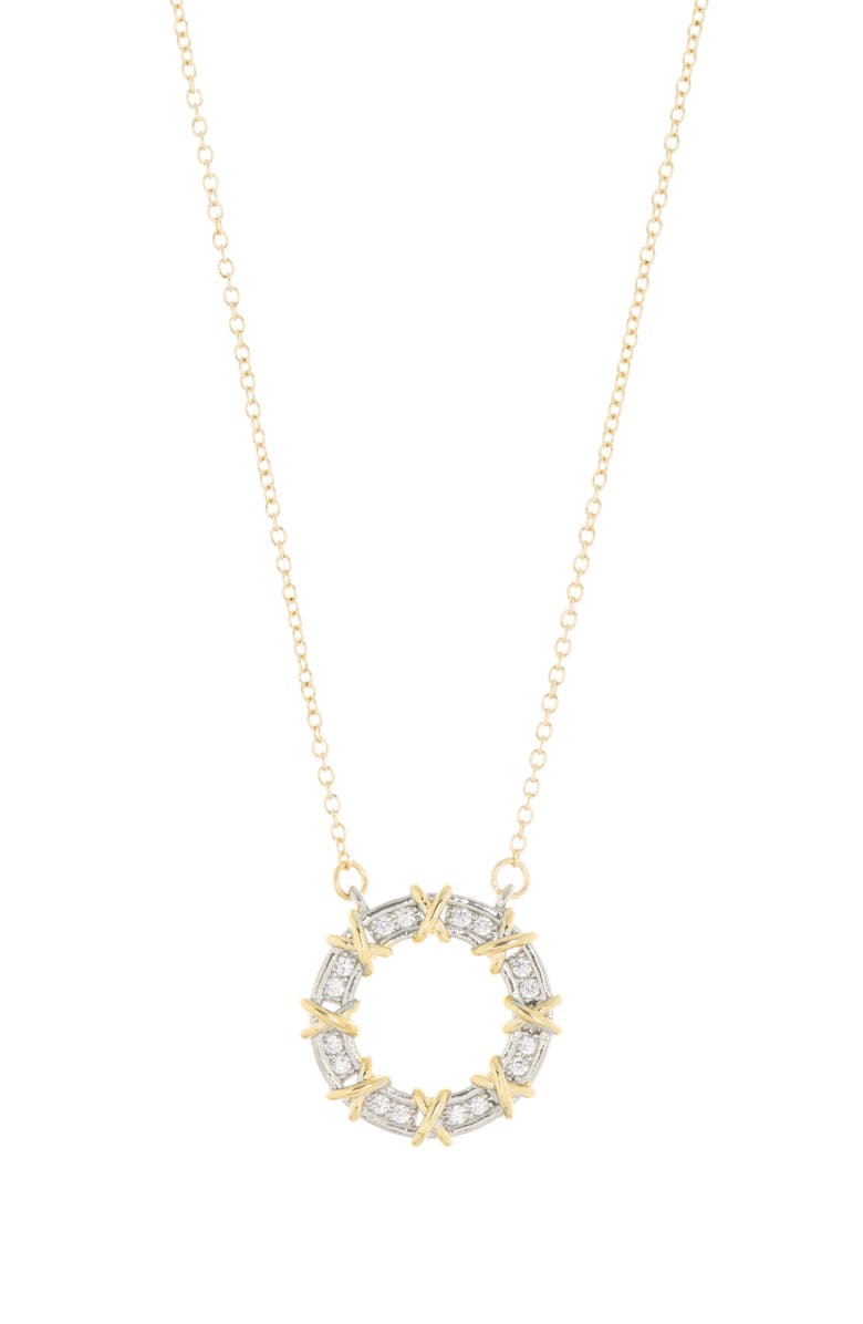 Juvell 18K Gold Plate CZ Ring Necklace, Main, color, 18Kt Two Tone Plated Brass