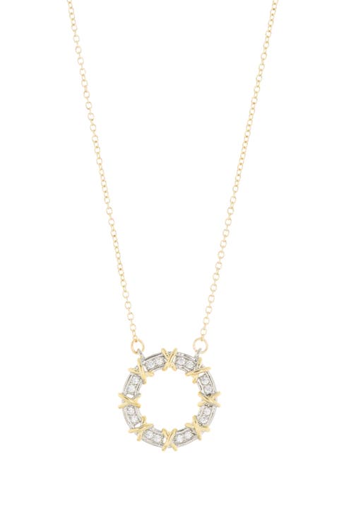 18K Gold Plate CZ Ring Necklace