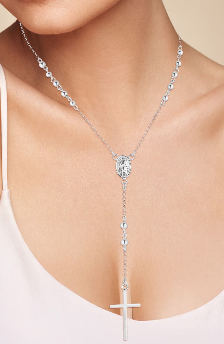 GLAZE JEWELRY Rosary Necklace, Alternate, color, Silver