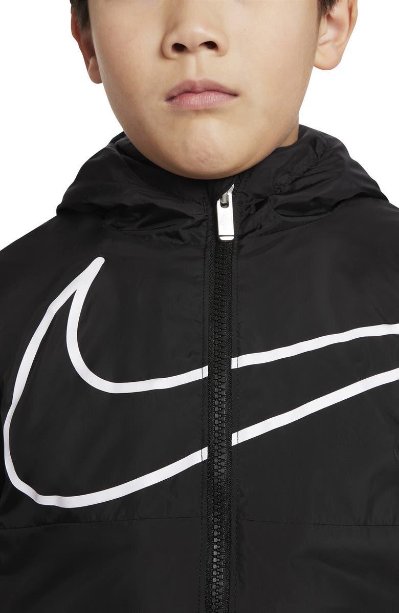 Nike Kids' Swoosh Fleece Lined Windrunner Jacket, Alternate, color, Black