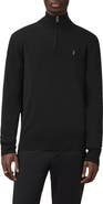 AllSaints Kilburn Funnel Neck Wool Blend Quarter Zip Sweater