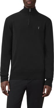 AllSaints Kilburn Funnel Neck Wool Blend Quarter Zip Sweater