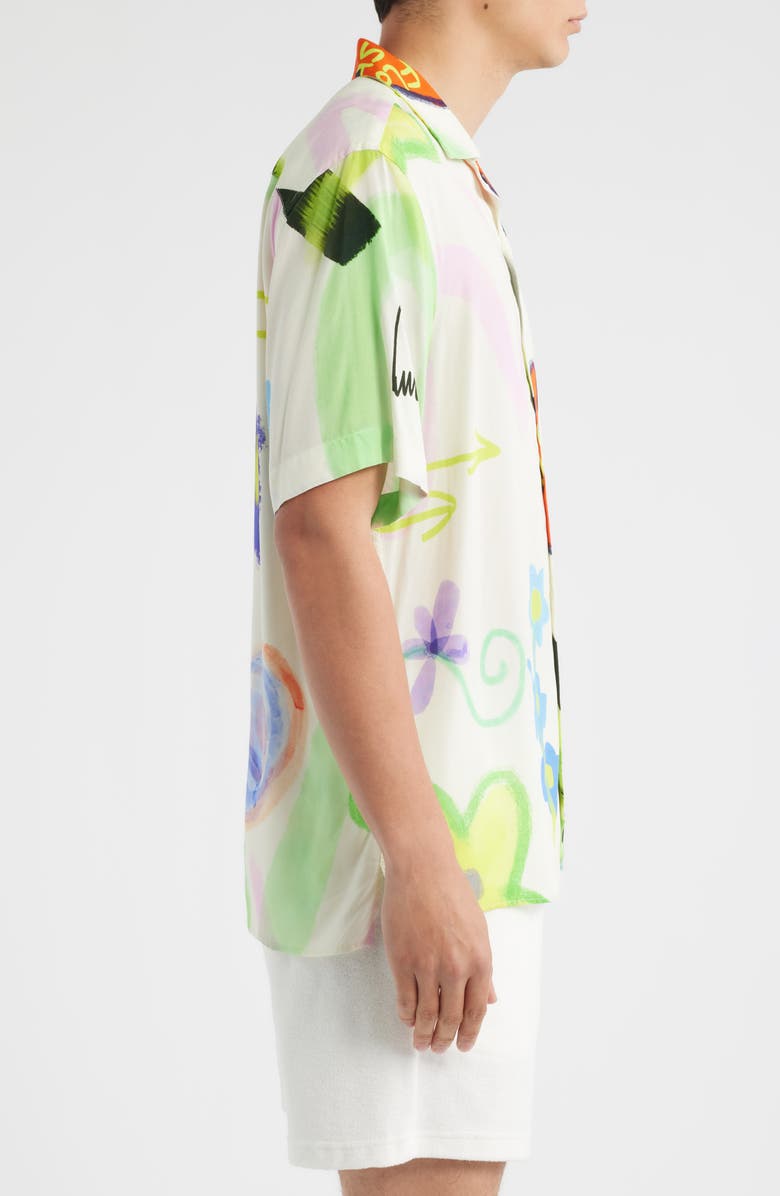 OAS Abstract Print Viscose Camp Shirt, Alternate, color, Flower Shop