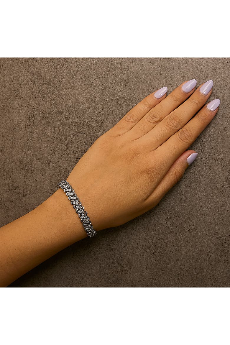 Silver 1/4 cttw Round-Cut Diamond Double Row Wrapped S-Link Bracelet, Alternate, color, White