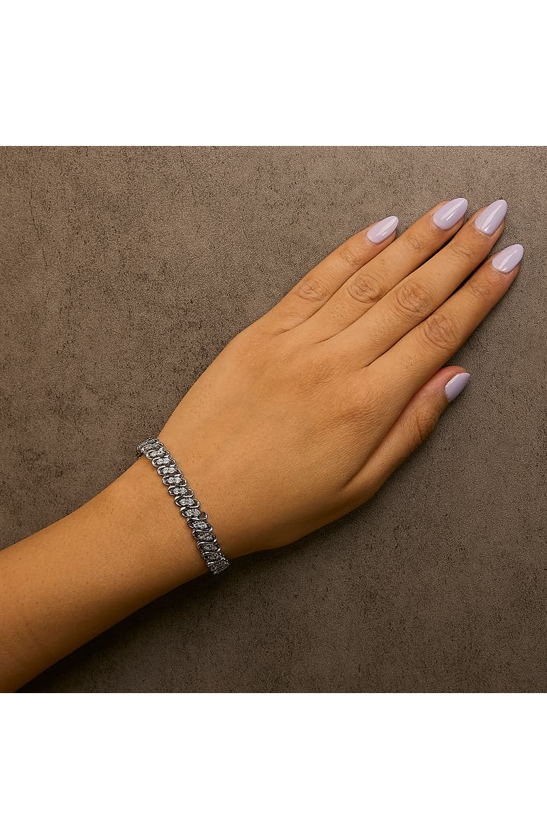 Haus of Brilliance Silver 1/4 cttw Round-Cut Diamond Double Row Wrapped S-Link Bracelet, Alternate, color, White