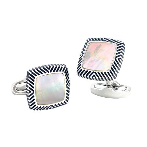 Mother Of Pearl Soft Square Antiqued Frame Cufflinks