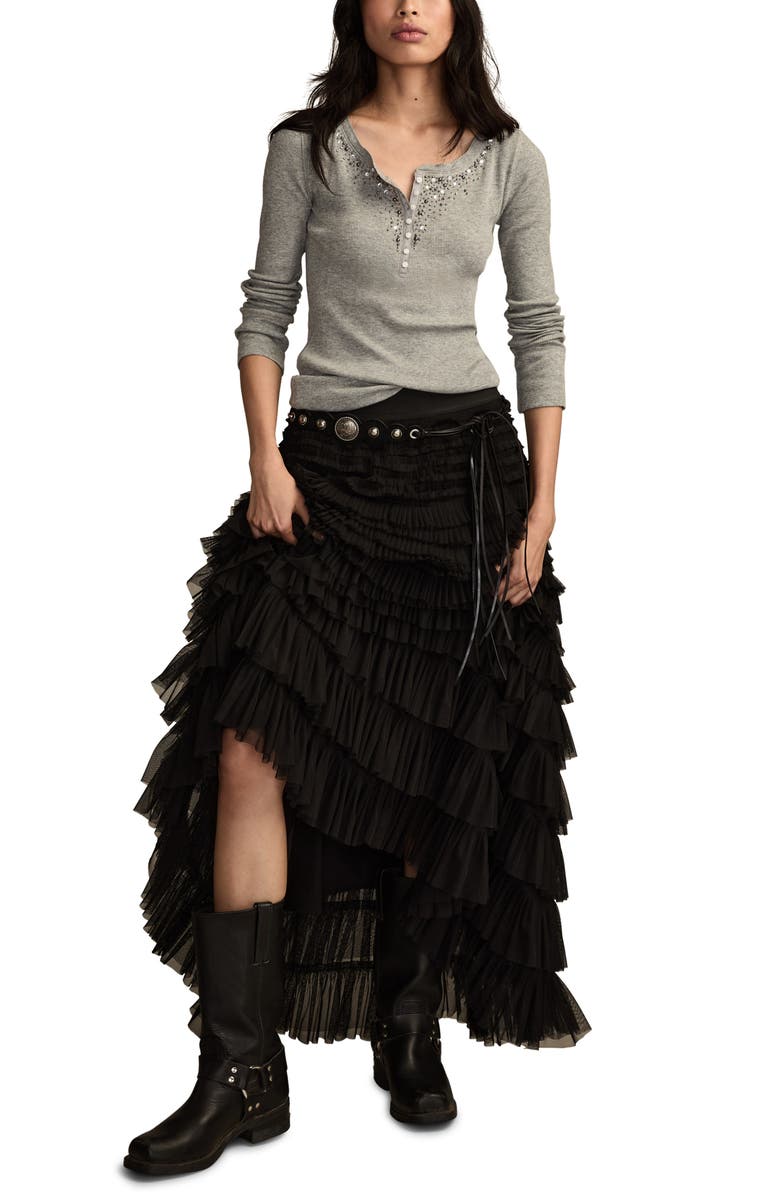 Lucky Brand Beaded Henley, Alternate, color, Heather Grey