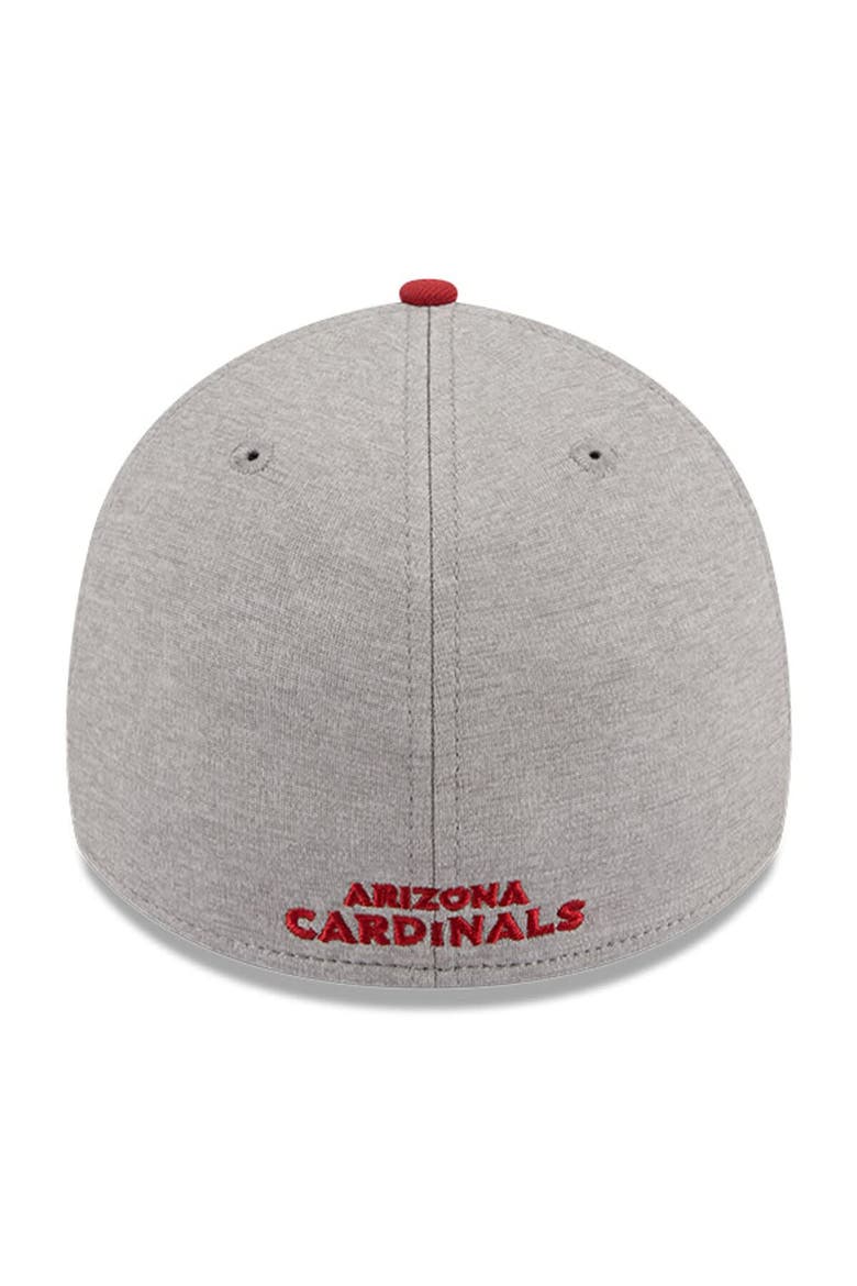 Men's New Era Heather Gray/Cardinal Arizona Cardinals Striped 39THIRTY Flex Hat, Alternate, color, Heather Gray