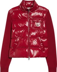 Moncler Mixed Media Quilted Down Puffer Cardigan
