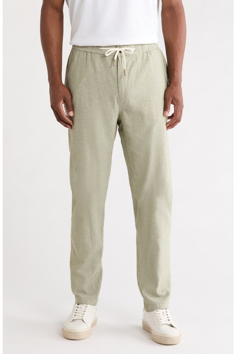 Core Warren Cotton & Linen Blend Joggers, Main, color, DARK GREEN