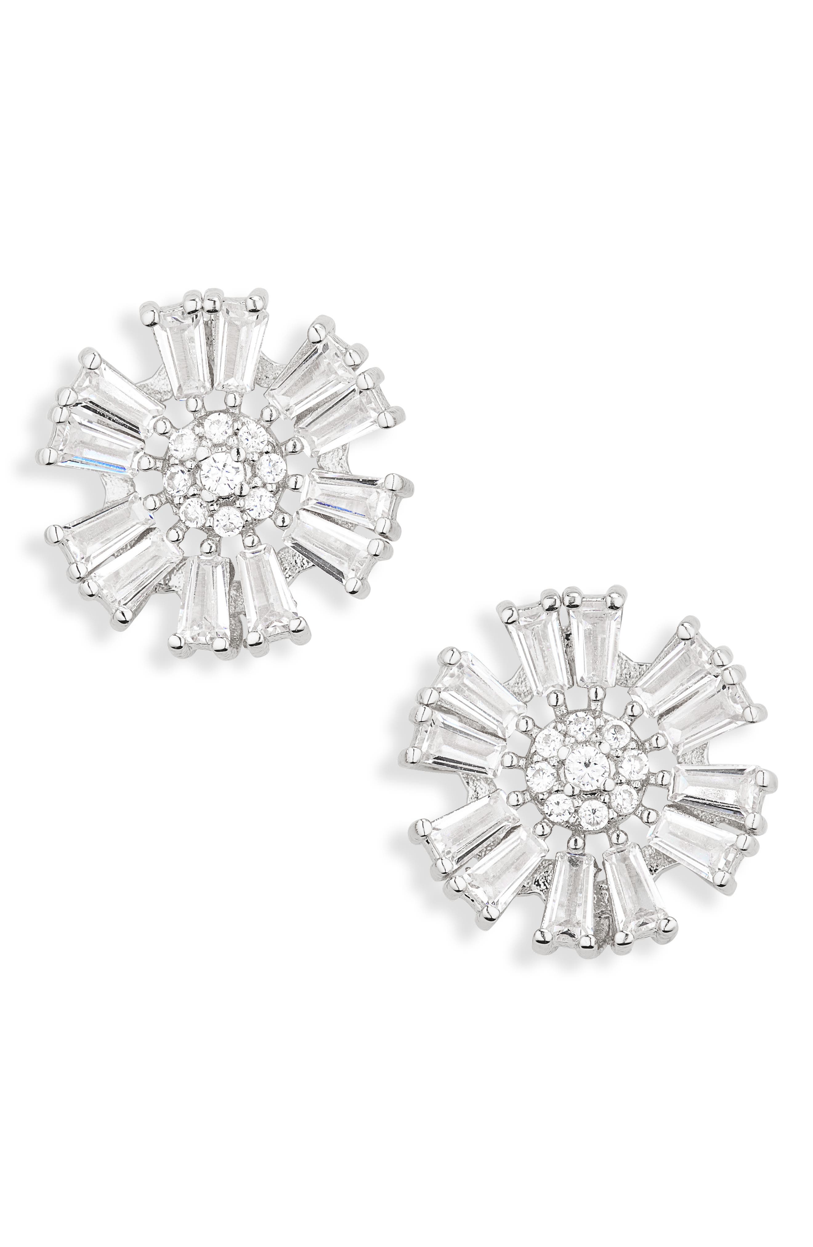 Cara Crystal Floral Button Stud Earrings