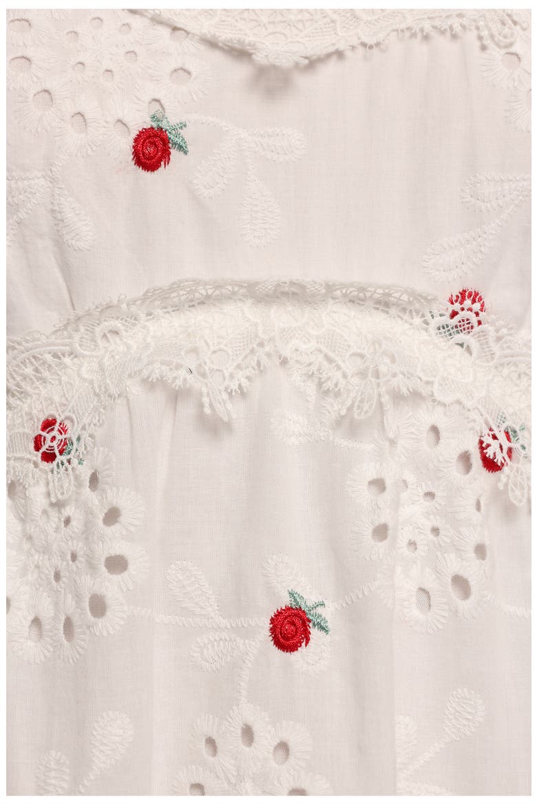 Salli Eyelet Embroidered Sundress, Alternate, color, WHITE/ RED