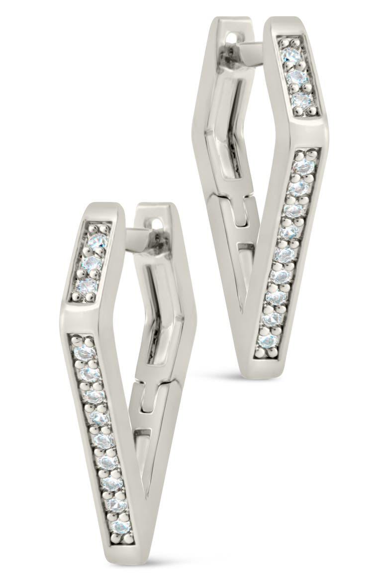 Katalina Cubic Zirconia Hoop Earrings, Alternate, color, SILVER