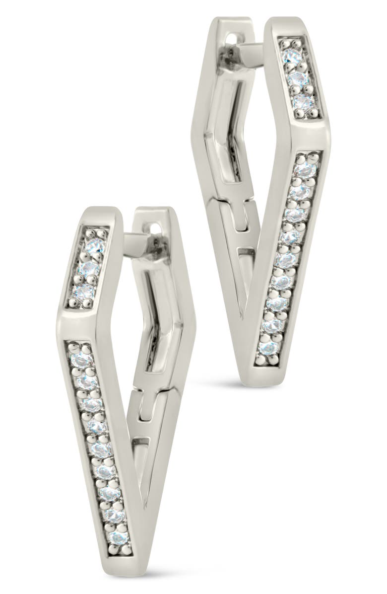 Sterling Forever Katalina Cubic Zirconia Hoop Earrings, Alternate, color, Silver