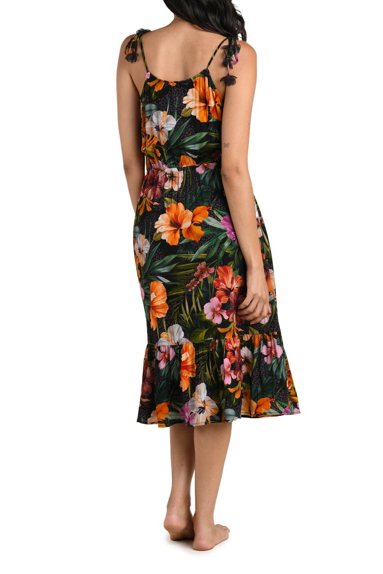 Tropical Hideaway Tie Strap Cover-Up Midi Dress, Alternate, color, MULTI