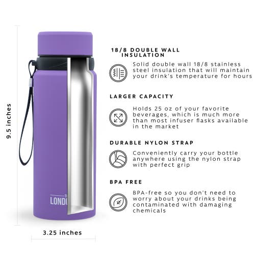 London Sip Infuser Bottle 25oz In Purple