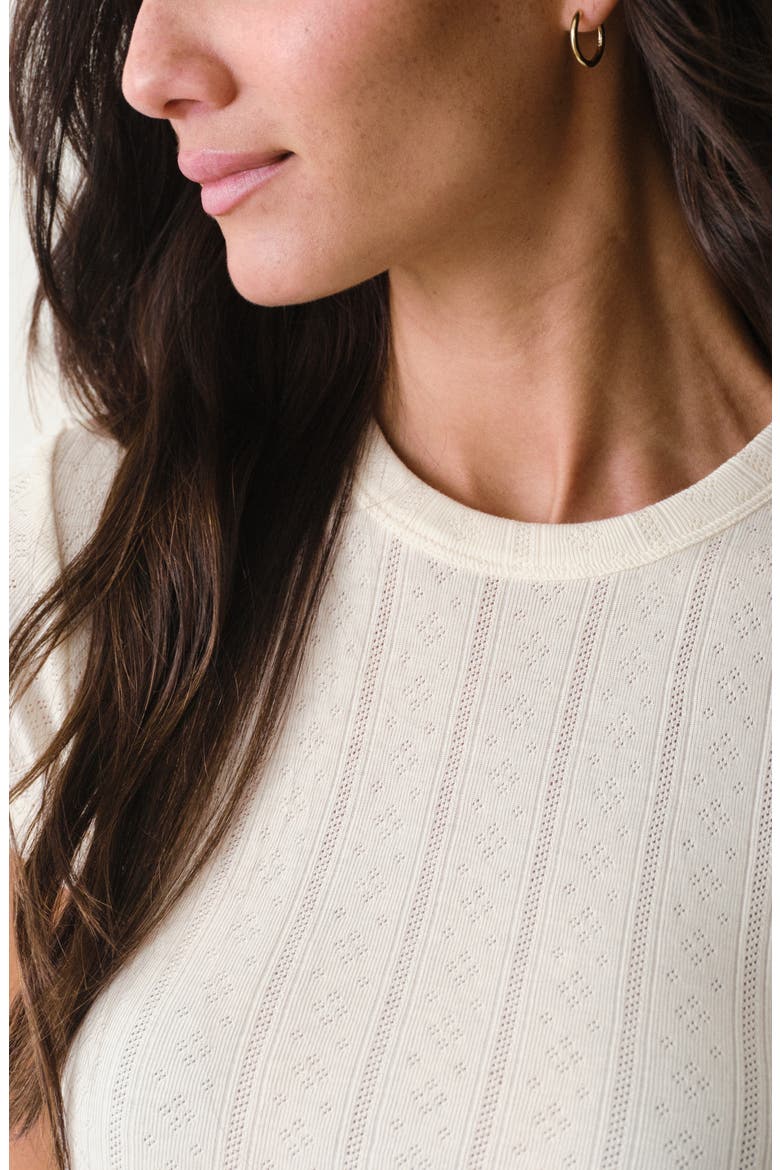 Lexi Pointelle Crewneck T-Shirt, Alternate, color, ANTIQUE WHITE