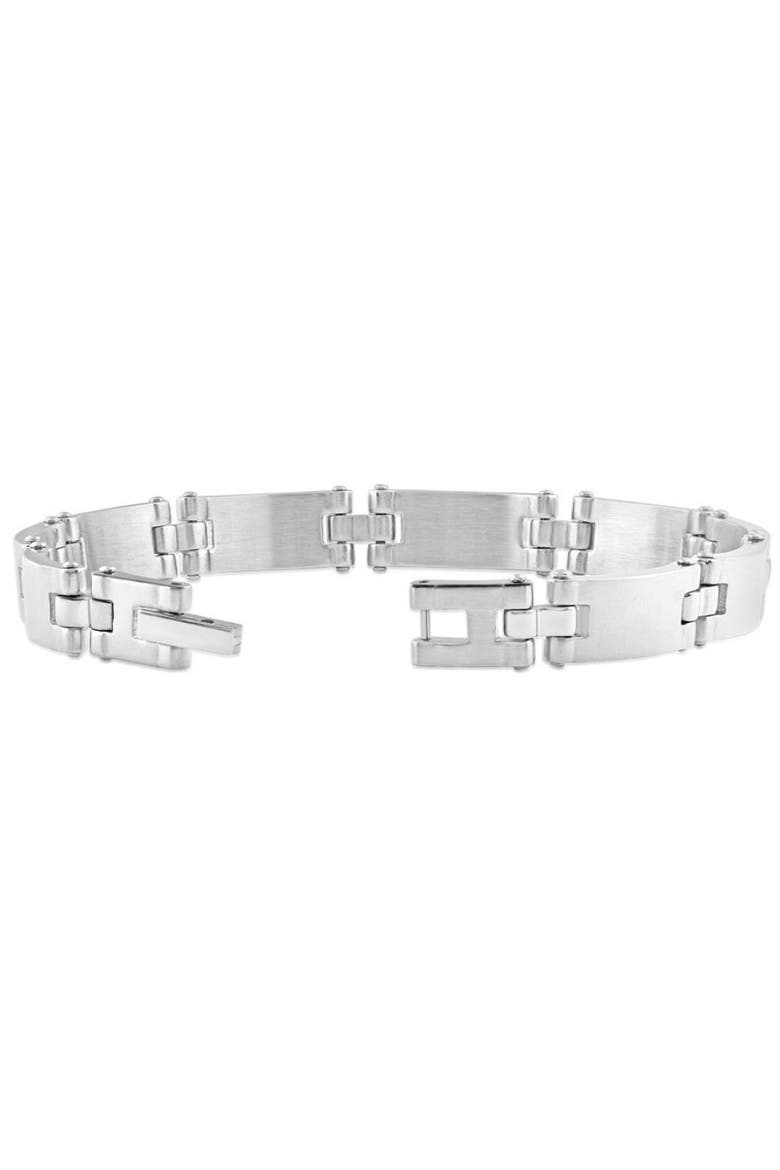 Men's Polished Steel And Dark Gold Two Tone Flexible 8mm Link 8.5 " Bracelet, Alternate, color, Stainless Steel
